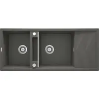Chiuveta bucatarie compozit doua cuve si picurator, antracit metalic, Deante Magnetic