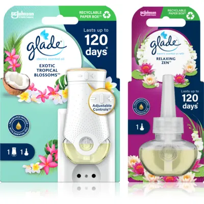 GLADE Electric scented oil Exotic Tropical Blossom + Relaxing Zen ambalaj economic 3 buc