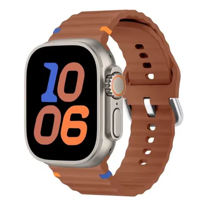 Curea Ocean Wave Ajustabila pentru Apple Watch, Silicon, Sport, Maro - 44/45/46/49 mm Engros