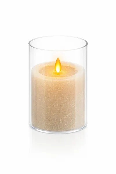 Lumânare EN GROS LED în Suport Transparent – Decor Elegant Ambient, 14x7.5 CM