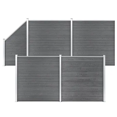 Gossi set panouri gard, 4 patrate + 1 oblic, gri, 792 x 186 cm, wpc