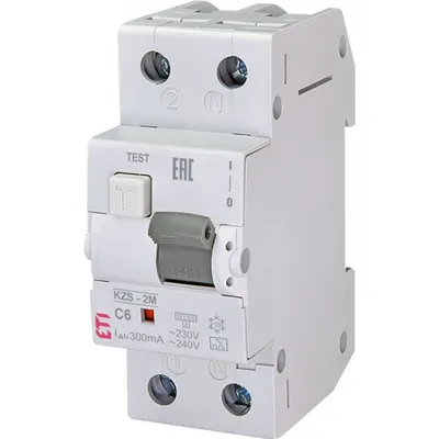 KZS-2M Intrerupatoare de curent rezidual cu protecție la supracurent, 2 module, tip A și AC KZS-2M A C6/0.3