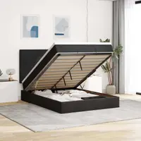 Gossi cadru de pat otoman cu saltele, catifea neagra 140x200cm