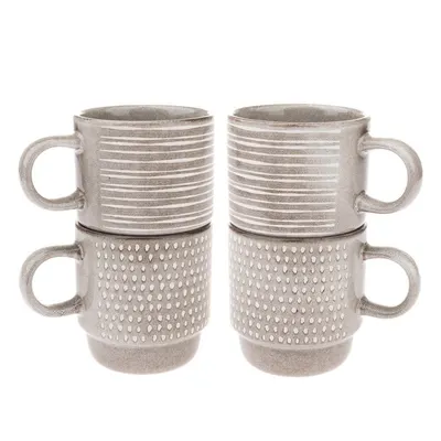 Cești maro deschis 4 buc. din ceramică 290 ml – Dakls