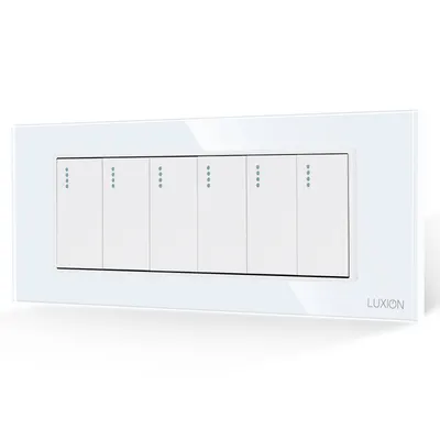 Intrerupator Mecanic 6 Posturi LUXION cu Rama din Sticla, Standard Italian, 6M