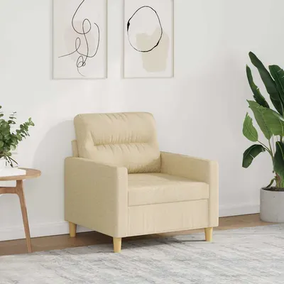 vidaXL Fotoliu canapea, crem, 60 cm, material textil