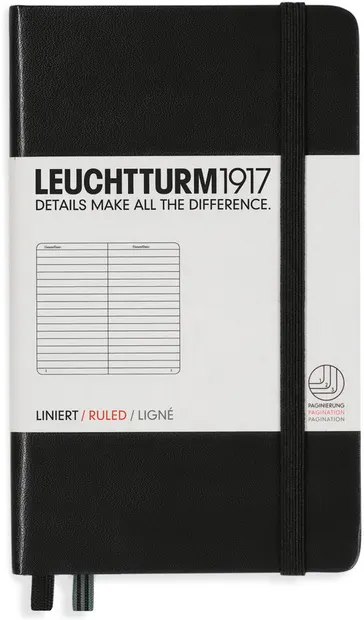 Agenda de buzunar Leuchtturm1917 - A6, pagini liniate, Black