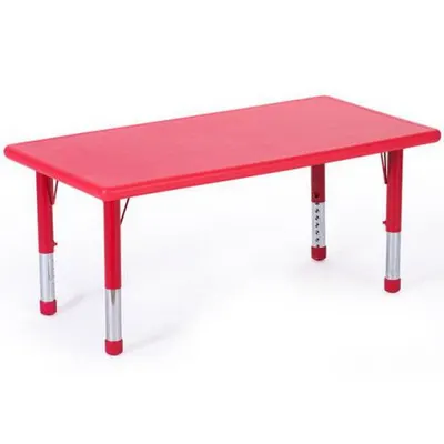 Masa dreptunghiulara rosie din plastic reglabila marimea 0-3 pentru gradinita
