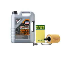 Set Ulei motor Liqui Moly Top Tec 4200 5W-30 5L + Filtru Ulei Mann Filter HU719 7X + Buson Golire Baie Ulei Oe N90813202