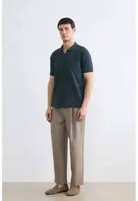 Tricou polo cu model uni - Verde smarald
