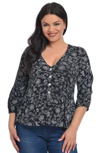 Bluza peplum dama DT23BL46 negru/alb stilizat, Dress to Impress | marimea 40
