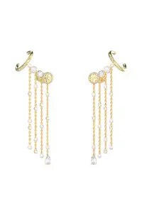 Cercei cu siraguri - zirconia si Mother of Pearl - Alb/Auriu