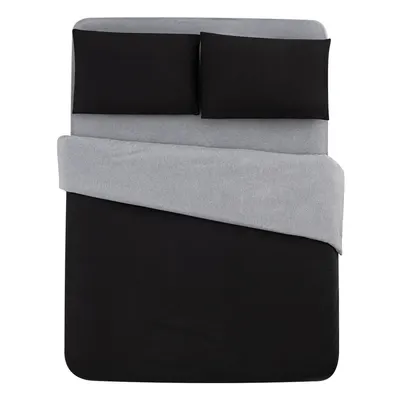 Lenjerie de pat neagră-gri din bumbac pentru pat dublu-extins și cearceaf 200x220 cm – Mila Home
