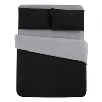 Lenjerie de pat neagră-gri din bumbac pentru pat dublu-extins și cearceaf 200x220 cm – Mila Home