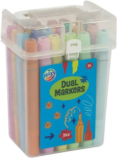 Set de markere acrilice cu două vârfuri Moxy - 24 bucăți