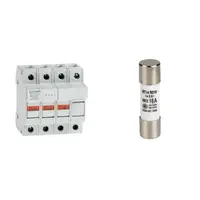 Pachet de Protectie Esentiala pentru Sisteme Trifazate cu Neutru: Soclu Siguranta Fuzibila 10x38 3P+N 32A + Siguranta Fuzibila 10x38 2A