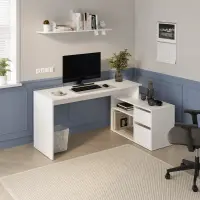 RESIGILAT - Birou modern 139x51x75 cm, cu corp de depozitare 92x40x53 cm, pentru birou, office sau home office