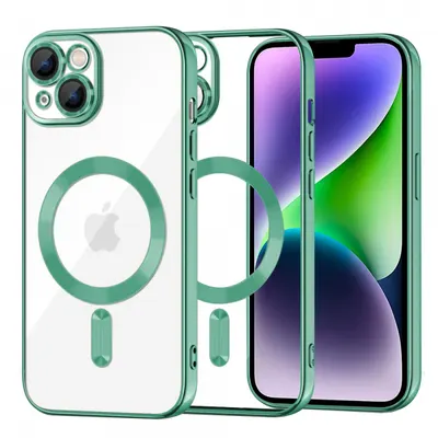 Husa MagSafe pentru Apple iPhone 14 Plus, Techsuit, Luxury Crystal, Verde Deschis