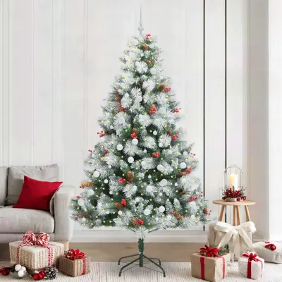 vidaXL Brad de Crăciun artificial cu benzi LED Verde și alb 240 cm