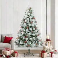 vidaXL Brad de Crăciun artificial cu benzi LED Verde și alb 240 cm