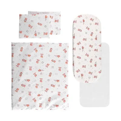 Set lenjerie pentru carucior Lorelli Bears Pillows Beige cu 6 piese si protectie impermeabila