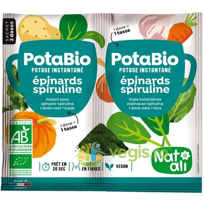 Supa Instant cu Spanac, Spirulina si Legume Ecologica/Bio 2x8.5g