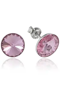 Cercei Argint 925 placat cu rodiu cu cristale Swarovski® Rivoli 8mm - Roz deschis