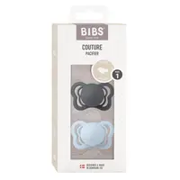 Set 2 suzete Bibs Couture Silicon tetina anatomica 0 luni + IronBaby Blue