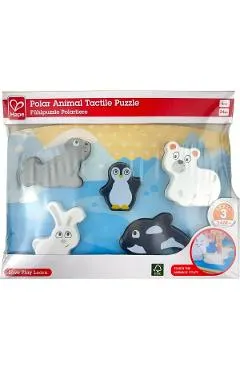 Puzzle din lemn tactil. Animale polare