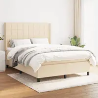 Gossi pat continental cu saltea, crem, 140x200 cm, material textil
