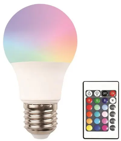 Becuri LED RGB Eurolamp - A60, 9W, E27, 850 lm, cu telecomandă, 6 bucăți