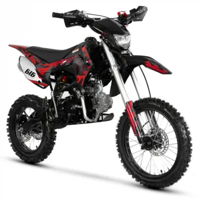 Motocicleta Cross Enduro copii 4T XTR 616, 125cc, roti 17 14, pornire electric + pedala, culoare negru rosu