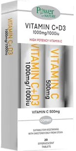 Vitamin C plus D3 + Vitamin C, 2 x 20 comprimate efervescente, Power of Nature