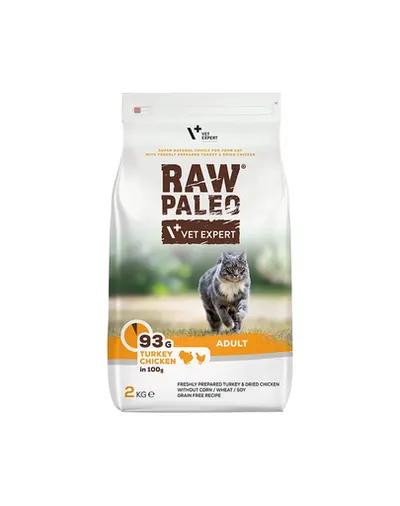 VETEXPERT Raw Paleo Adult Cat Turkey&Chicken 2 kg Hrana uscata pentru pisici