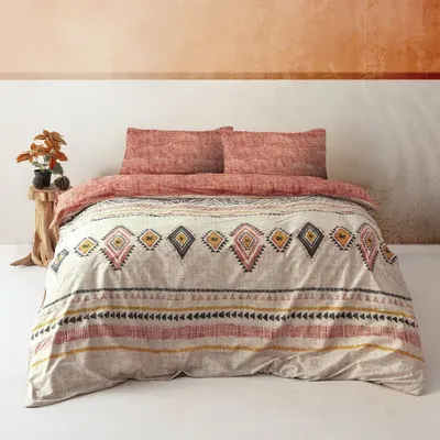 Lenjerie de pat cărămizie/maro din bumbac ranforcé pentru pat dublu/extinsă 240x220 cm Felix – Mijolnir