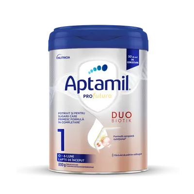 Lapte de inceput 0-6 luni PRO Futura DUO-BIOTIK 1, 800g, Aptamil