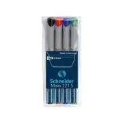 Universal non-permanent marker SCHNEIDER Maxx 221 S, varf 0.4mm, 4 culori/set