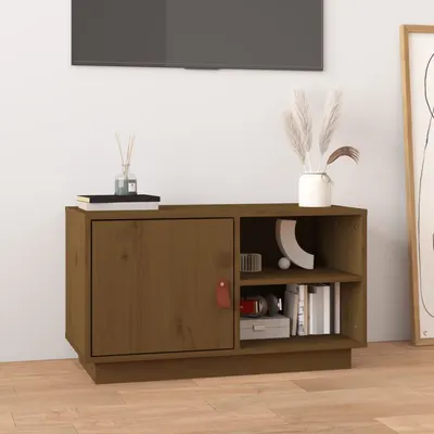vidaXL Comodă TV, maro miere, 70x34x40 cm, lemn masiv de pin