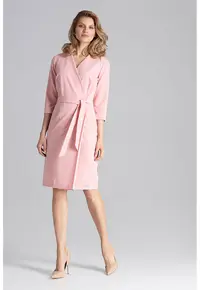 Rochie wrap - M654 - roz - poliester-viscoza