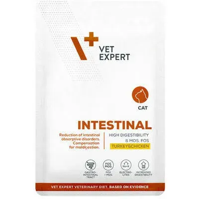 Hrana dietetica pentru pisici Intestinal Vetexpert cu pui curcan 100 gr
