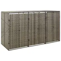 Gossi magazie de pubele tripla, gri, 207x80x117 cm, poliratan