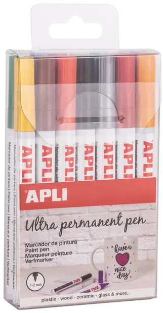 Set markere permanente APLI - 14 culori, Extra Fine