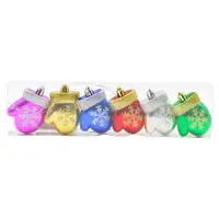 Set 6 decorațiuni mănuși colorate cu fulgi, 4 cm, Xmas Magic