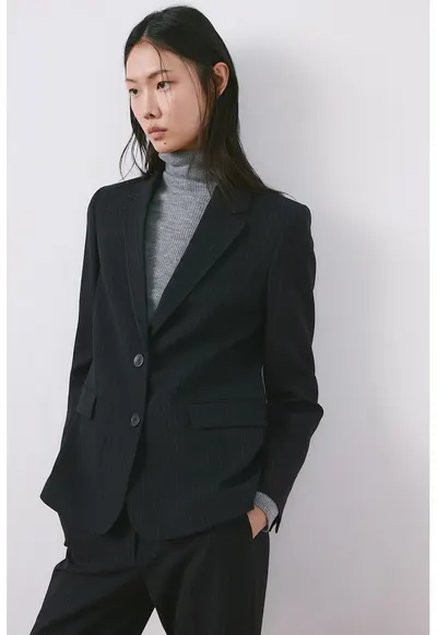 Sacou regular-fit cu dungi - Bleumarin