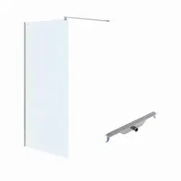 Set paravan dus walk-in 100x200 cm, profil crom, Cersanit Mille, cu rigola cu capac crom, iesire laterala, 700 mm, Cersanit Tako Slim