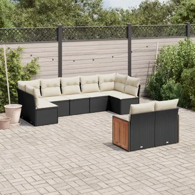Gossi set mobilier de gradina cu perne, 9 piese, negru, poliratan