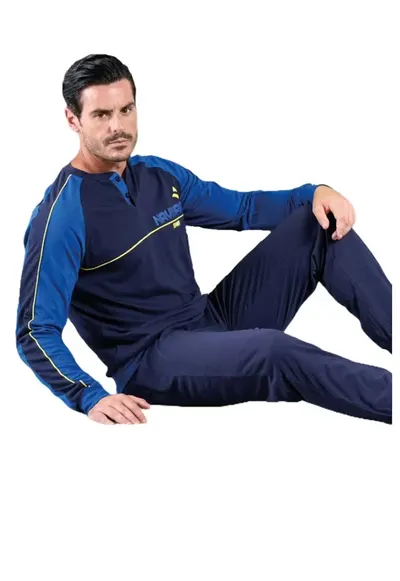 Pijamale lungi pentru barbati 141806 - Albastru