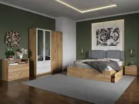 Set dormitor complet Stejar Auriu cu comoda - Acapulco - C28