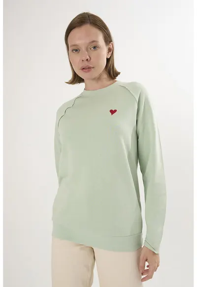 Bluza lejera de trening din bumbac cu maneci raglan - Verde pal