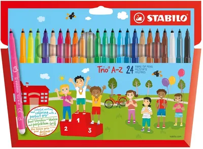 Pixuri marcatoare Stabilo Trio A-Z – 24 culori